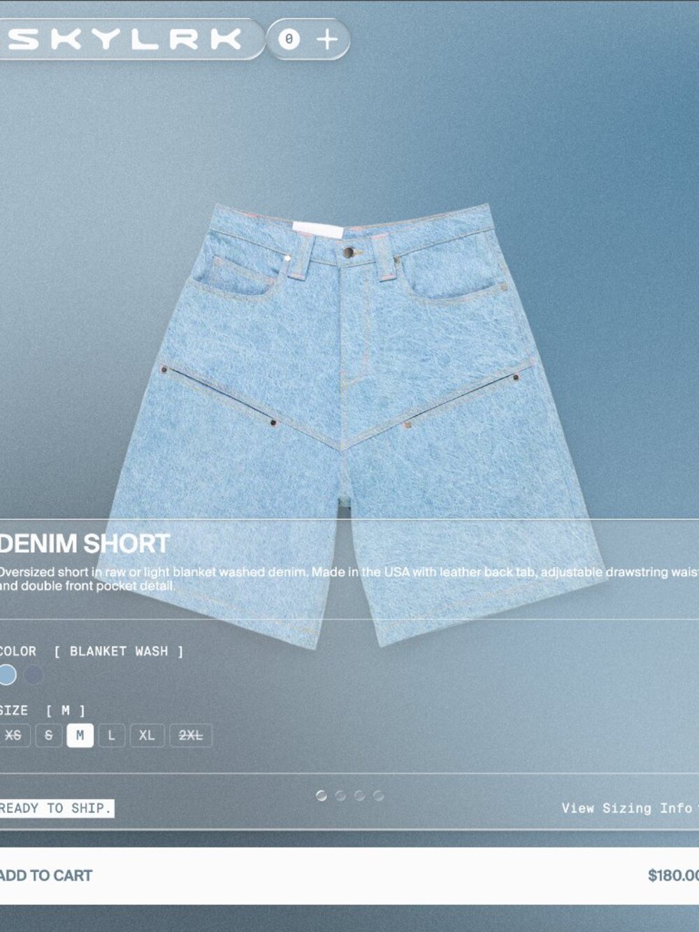 SKYLRK Denim Short Blanket Wash XS